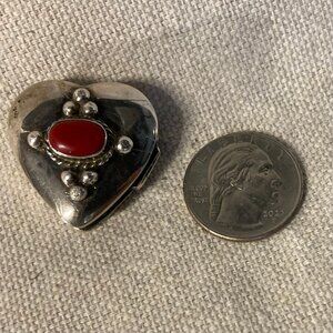 Old Sterling Heart with Coral Embellishment